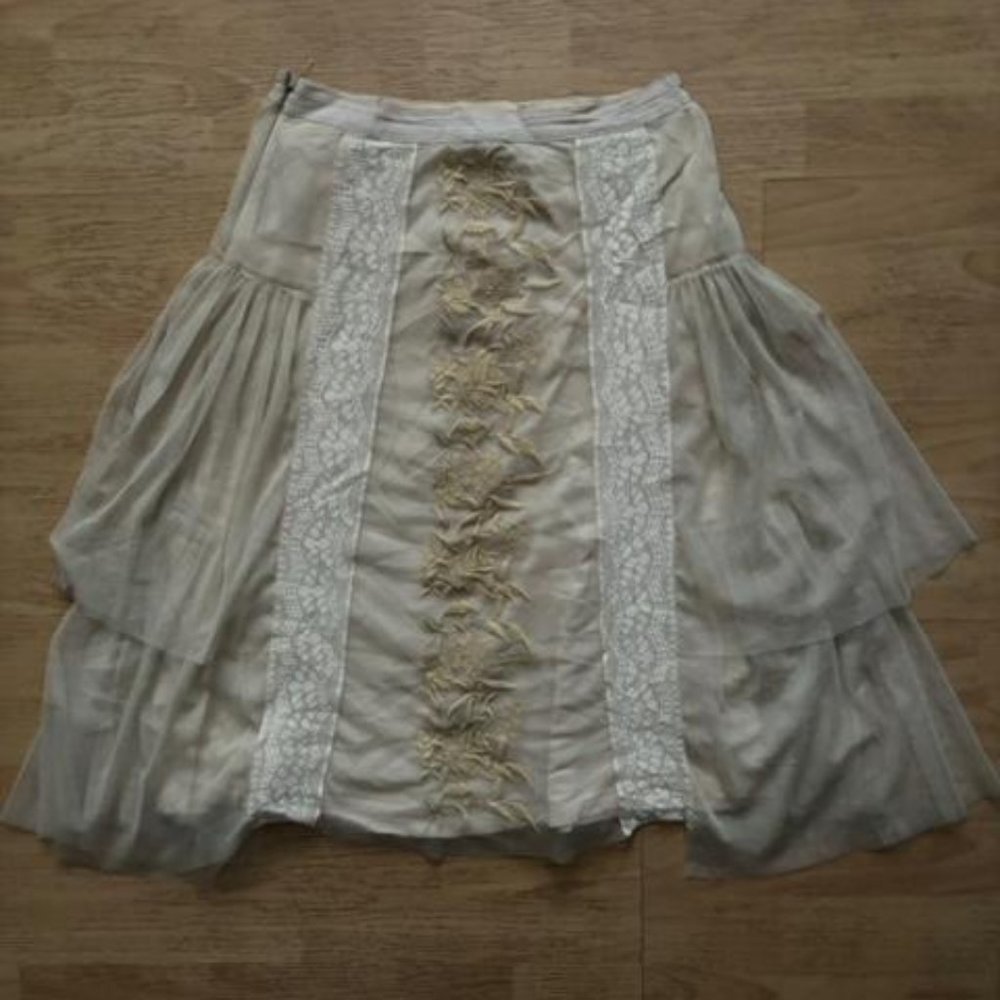 Top Shop Cream Lace and Net A-Line Skirt